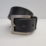 Castello Men’s Casual Leather Belt Black Leather size 38 Silver Tone Buckle